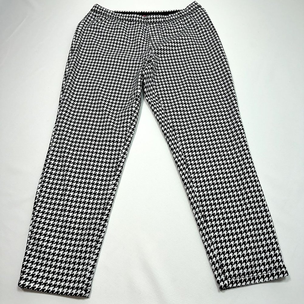 Isaac Mizrahi Live! Always Issac Houndstooth Womens Pull On Pants Size 12P Ankle
